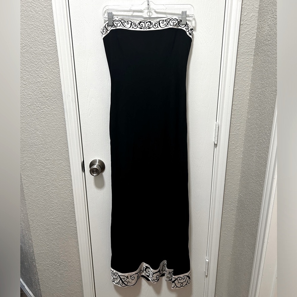 Papell Boutique Evening Gown Vintage Y2K black strapless size 6